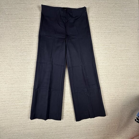 ANN TAYLOR THE HIGH RISE WIDE LEG PANT NAVY BLUE SIDE ZIP SIZE 2 - Picture 1 of 10